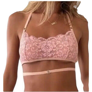 We Are HAH Free People Bralette, Don't Cross Me Halter Dusty Rose Pink SZ Small​